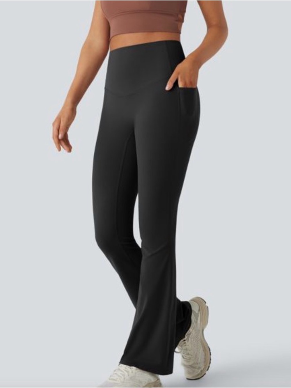 HALARA Black High-Rise Flare Leggings with Side Pocket